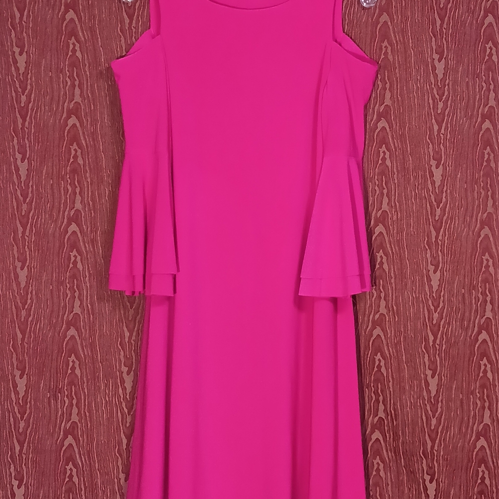 LAUREN RALPH LAUREN Dark Pink Cold-Shoulder Flare Sleeve Women's Size 2 - Picture 3 of 12